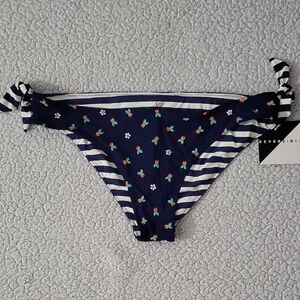 Vera Bradley Navy Floral and Stripe Bikini Bottom Only